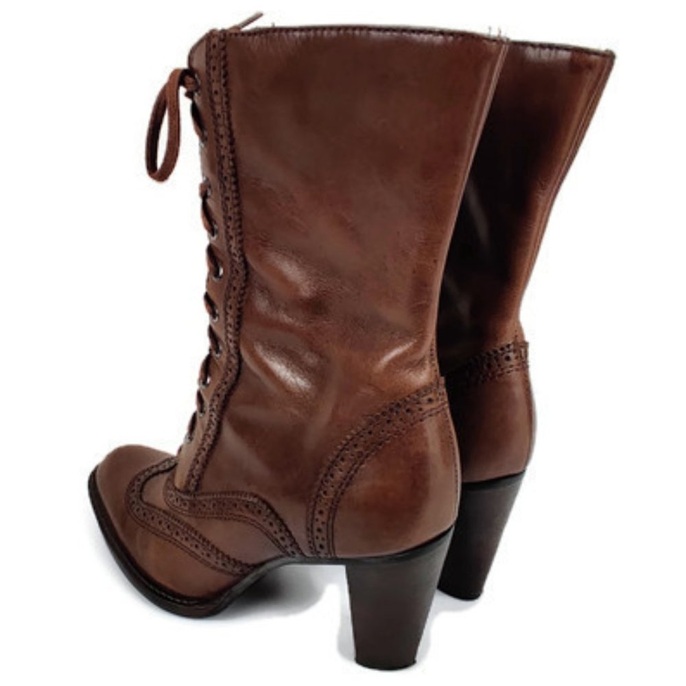 Mariana II Brown Lace Up Wing Tip Boots. Size: 5.5 - Picture 4 of 10